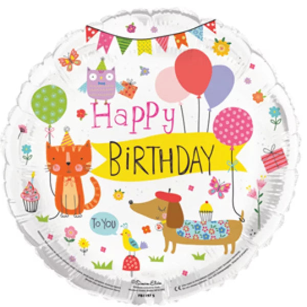 18 Inch Happy Birthday Animals Foil Balloon