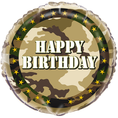 18 Inch Happy Birthday Cammo Foil Balloon