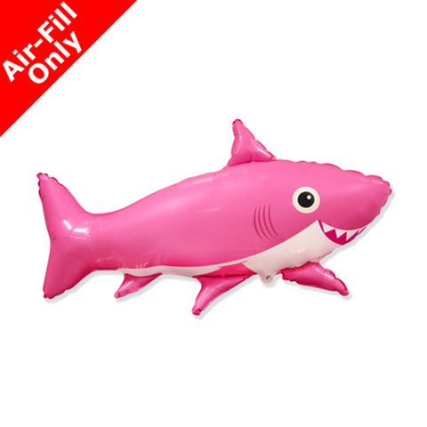 Happy Pink Shark Balloon on Stick