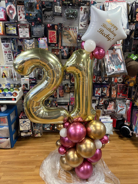34 Inch White Gold Number 1 Foil Balloon