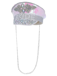 Deluxe Iridescent Bride Studded Captain's Cap