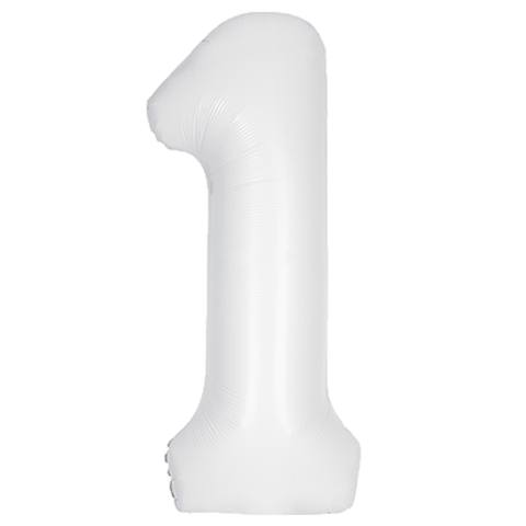 34 Inch Matte White Number 1 Foil Balloon