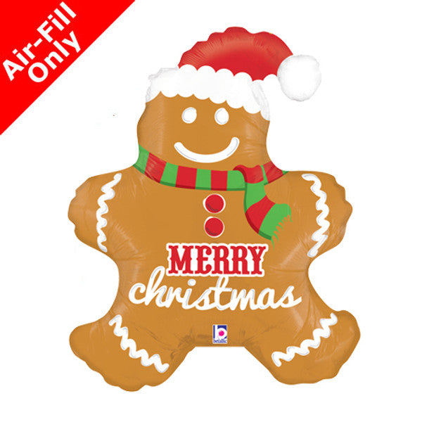 Christmas Gingerbread Man Foil Balloon on Stick