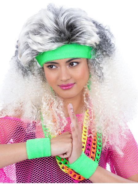 Neon Green 80s Sweatband Set
