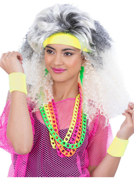 Neon Yellow 80s Sweatband Set