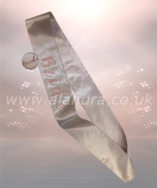 Nude Bride Sash and Badge Set