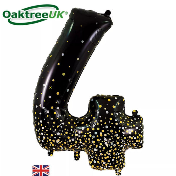 34 Inch Black Sparkling Fizz Number 4 Foil Balloon