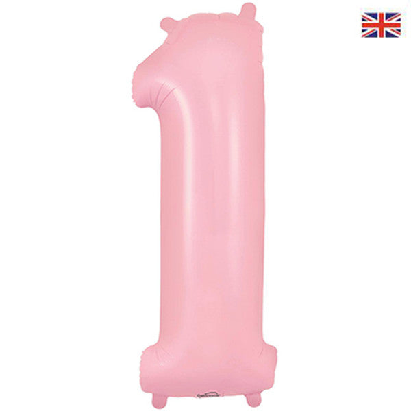 34 Inch Pastel Matte Pink Number 1 Foil Balloon