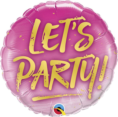 18 Inch Pink and Gold Let's Party Foil Balloon