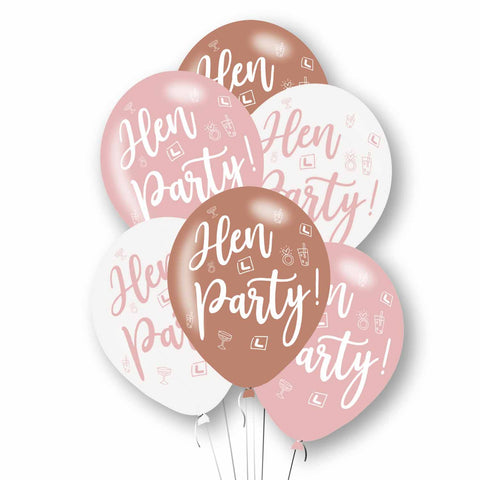 Rose Gold Mix Hen Party Latex Balloons (6pk)