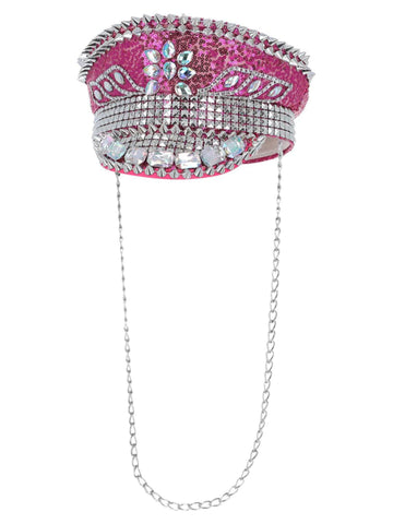 Deluxe Pink Studded Captain's Cap