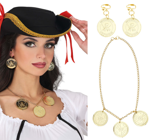 Pirate Coin Necklace and Earring Set