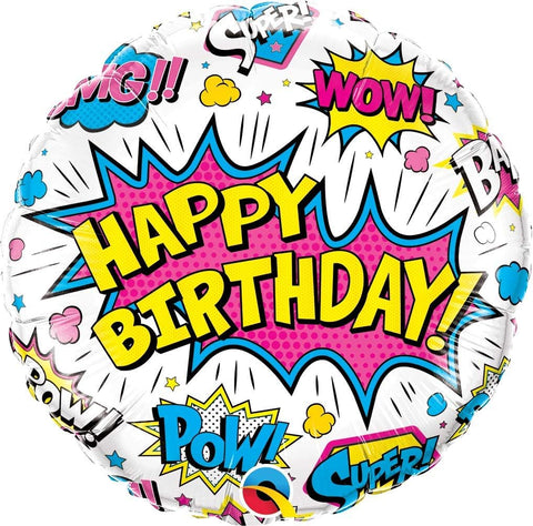 18 inch Pow Happy Birthday Foil Balloon