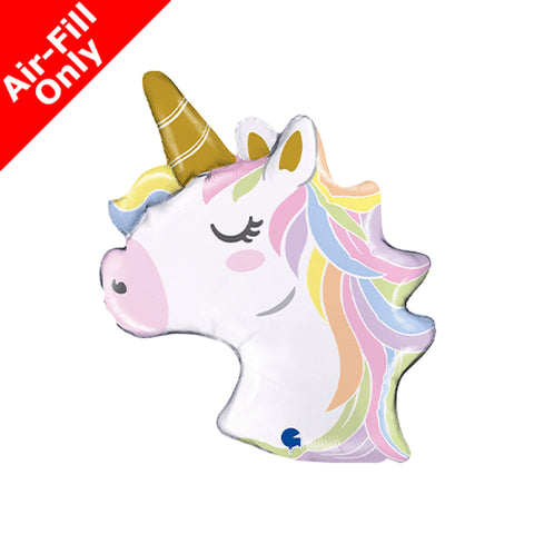 Rainbow Unicorn Head Balloon on Stick