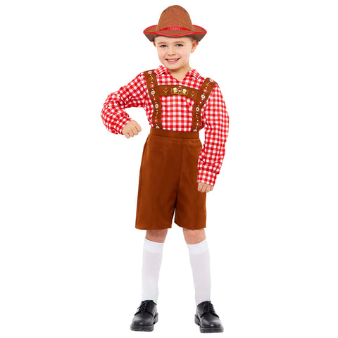 Child's Red Bavarian Lederhosen Costume
