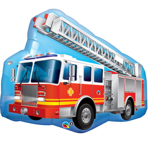36 Inch Red Fire Engine Supershape Foil Balloon