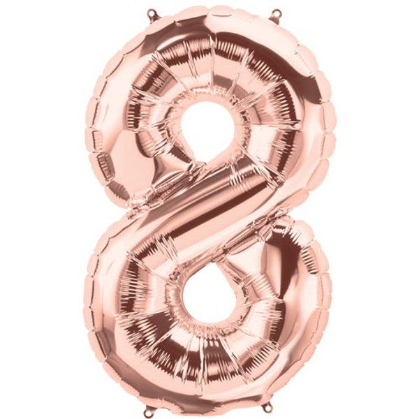 34 Inch Rose Gold (Pink) Number 8 Foil Balloon