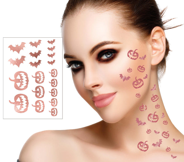 Halloween Rose Gold Pumpkin Temporary Tattoo Transfers