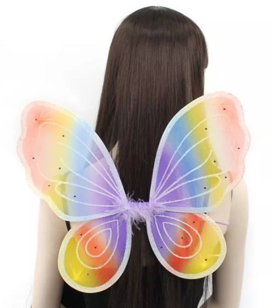 Rainbow Fairy Wings with White Glitter