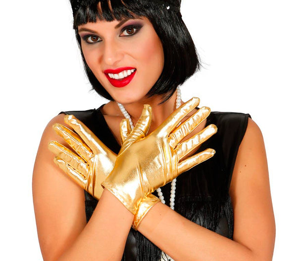 Short Metallic Gold Gloves