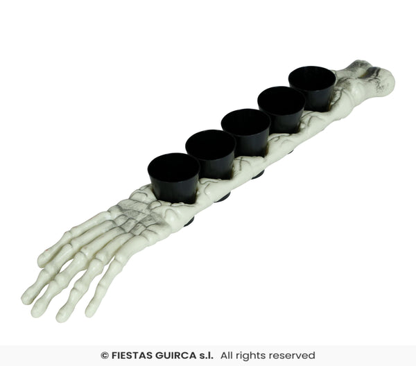 Skeleton Arm with Shot Glasses