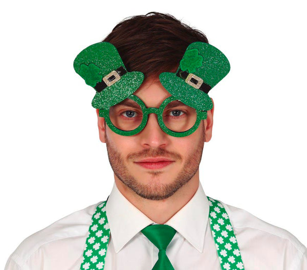 St Patrick's Day Leprechaun Glitter Glasses