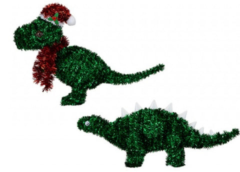 Tinsel Dinosaur Christmas Decoration