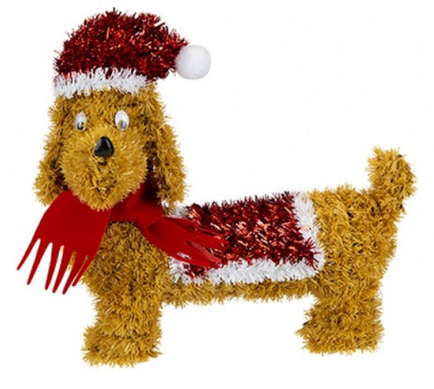 Tinsel Sausage Dog Christmas Decoration