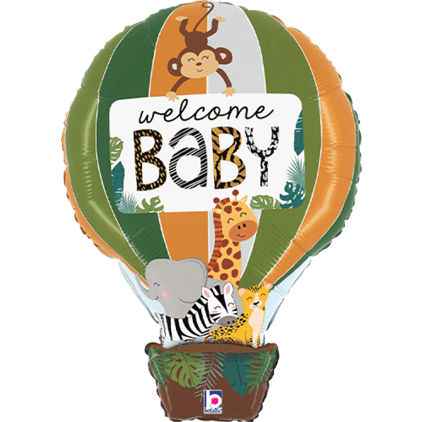 30 inch Jungle Welcome Baby Hot Air Balloon Foil Balloon