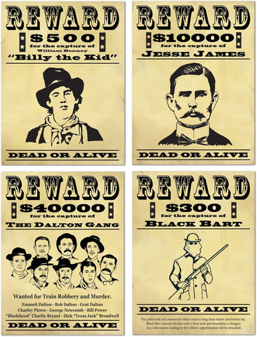 Wild West Wanted Poster Decorations