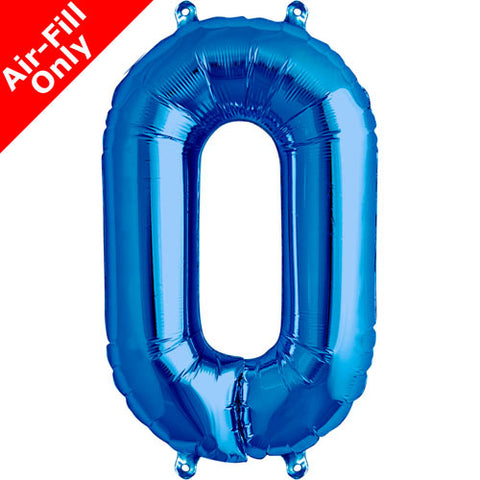 16 Inch Blue Number 0 Foil Balloon