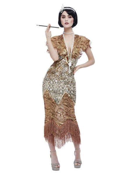 Deluxe Sequinned Gold Flapper Costume