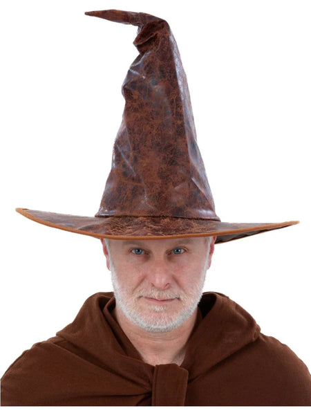 Distressed Mock Leather Wizard Hat