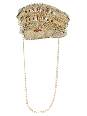 Deluxe Gold Studded Captain's Cap