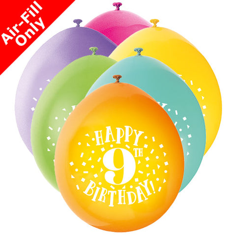 9th Birthday Air-Filled Latex Balloons (10pk)