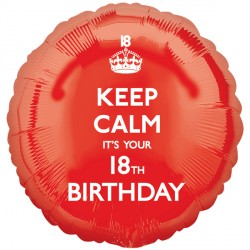 18 Inch Round Keep Calm You're 18 Foil Birthday Balloon
