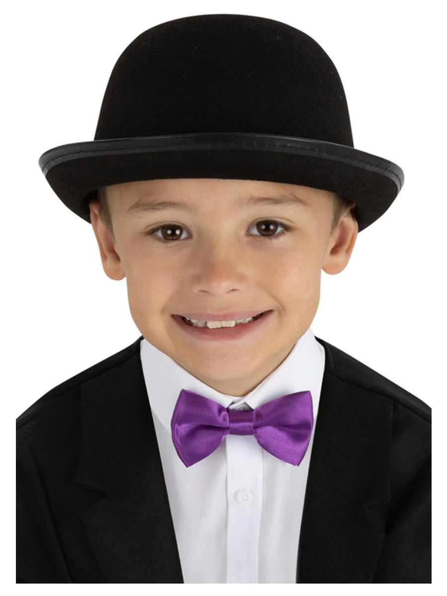 Unisex Kid's Black Bowler Hat