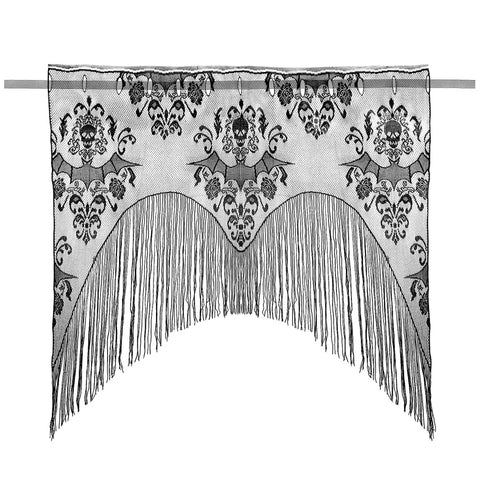 Lace Skull & Bat Damask Lace Curtain Decor