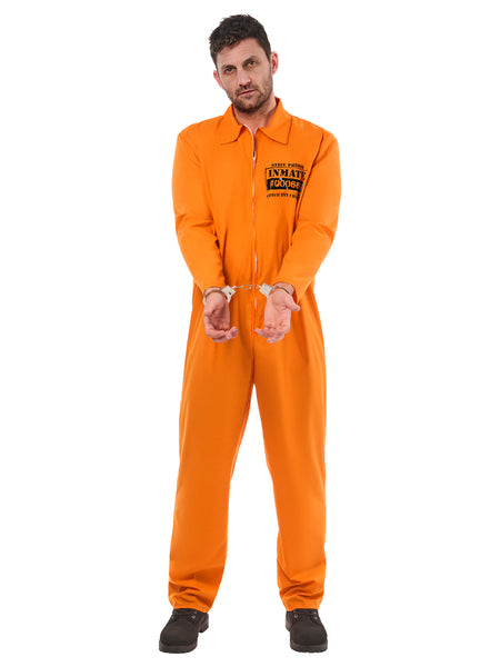 Orange Convict Boiler Suit & Hand Cuffs