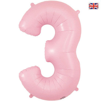 34 Inch Pastel Matte Pink Number 3 Foil Balloon
