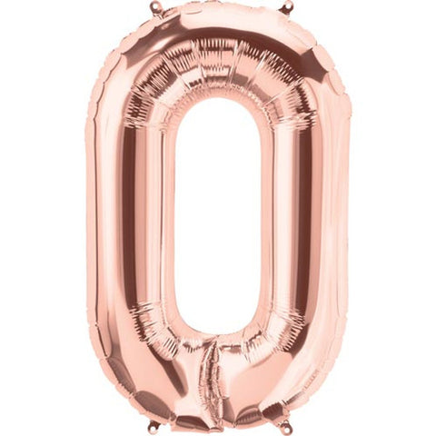 34 Inch Rose Gold (Pink) Number 0 Foil Balloon