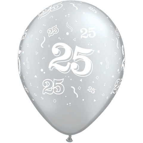25 Silver Latex Balloons