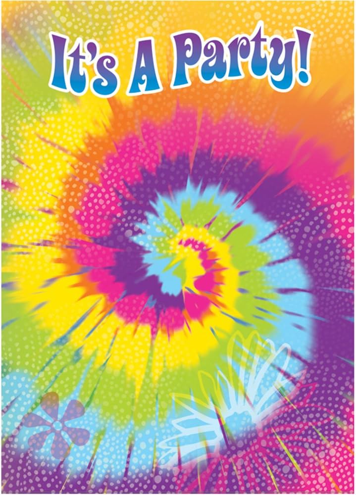 60s Tie Dye Swirl Birthday Party Invitations