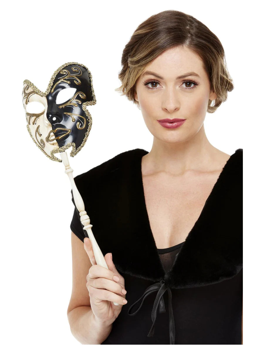 Black & Cream Face Mask on Stick