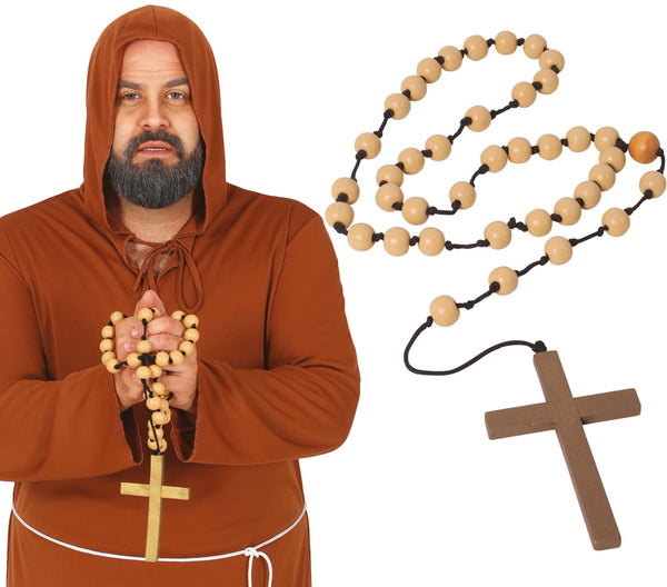 Wooden Rosary Bead Necklace