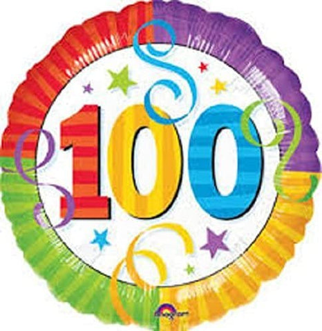 18 Inch Streamers 100th Birthday Foil Balloon