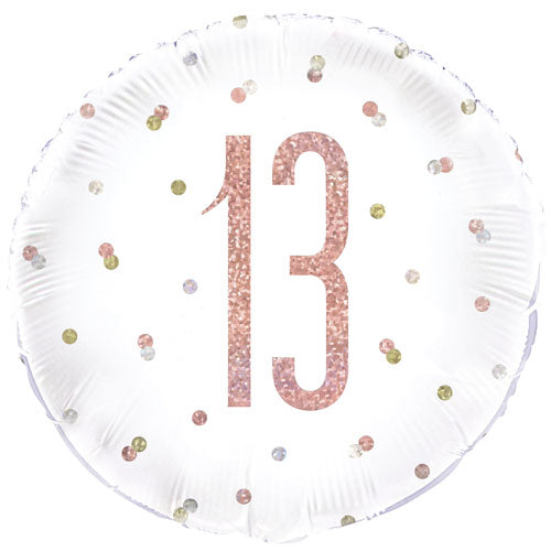 18 Inch 13th Birthday Glitz Rose Gold Foil Balloon