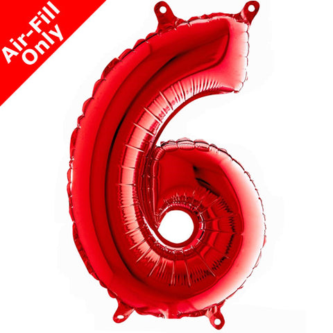 14 Inch Red Number 6 Foil Balloon