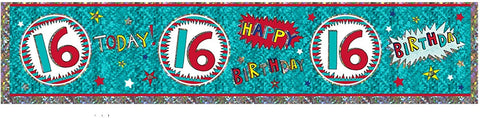 Blue 16th Birthday Foil Banner