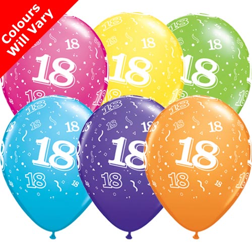 Tropical Assortment 18th Birthday Balloons (6pk)